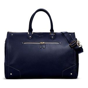 Hook and Albert Black Leather Garment Weekender Bag